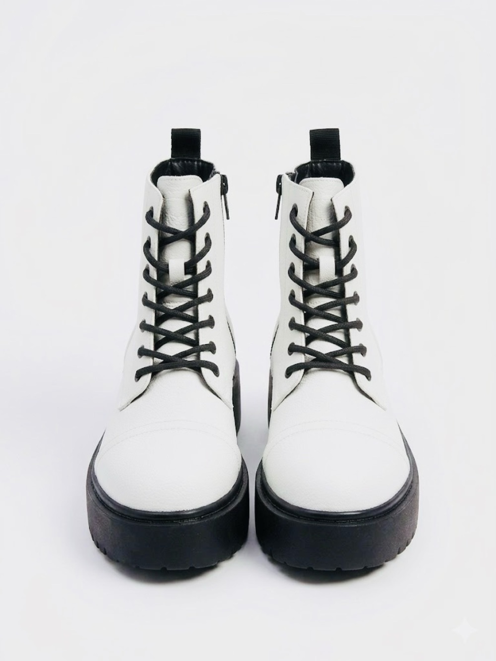 HARLOW White Platform Combat Boots | Urban Streetwear Luxe Size 8 - Picture 4 of 4